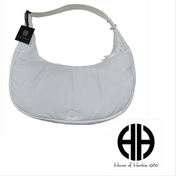 House of Harlow 1960 - Crescent Nylon Zip Hobo Shoulder Bag- White -NWT - Picture 1 of 10